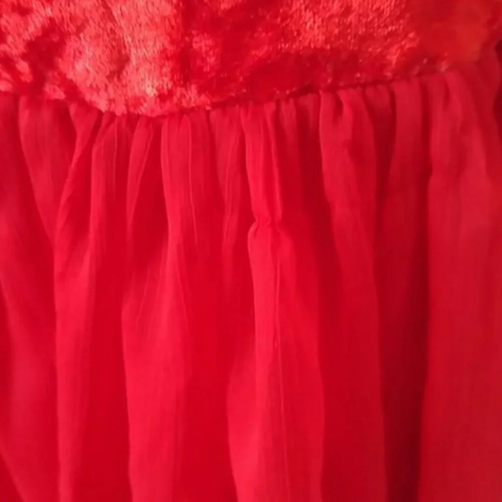 Free People Red Velvet/Chiffon Ballerina Dress - Picture 9 of 12